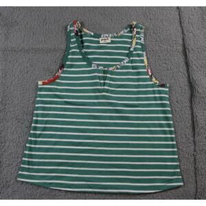 New Pact Organic Womens Xs Tank Green Striped Staycation V Neck Sleeveless Top